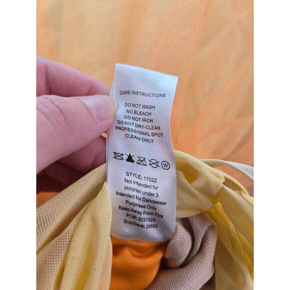 WEISSMAN Showtime 17022 Orange Floral Lace Sequin Tutu Dance Costume XSC 4/5 - Picture 14 of 15